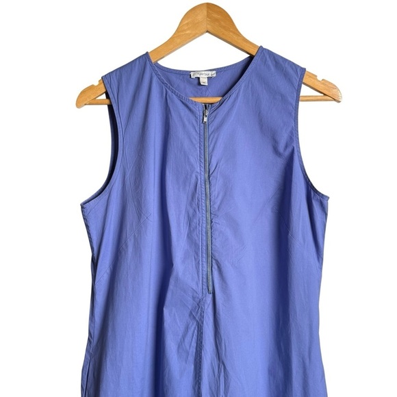 Tyler boe Cynthia Midi Wrap Dress Women Sz Medium Iris Blue Sleeveless 1/2 Zip - Picture 8 of 13